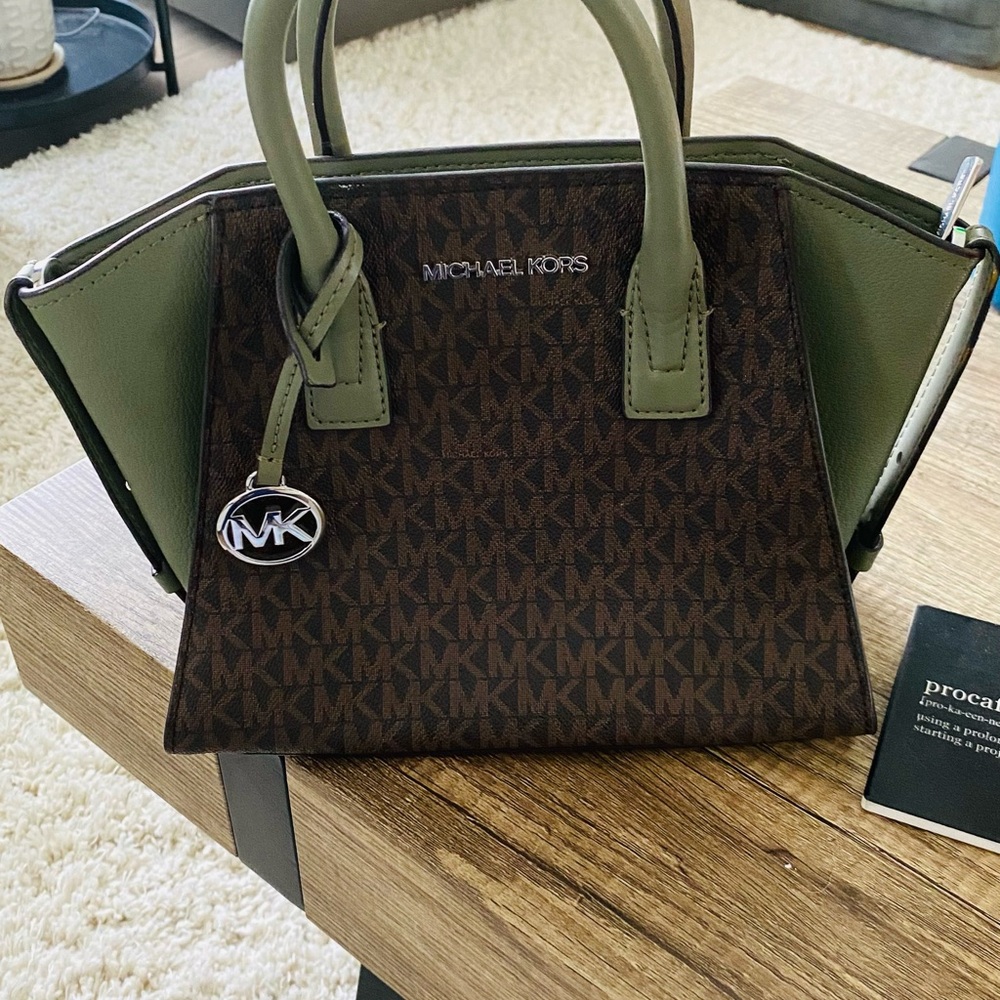 Michael Kors Olive Green and Dark Brown Purse